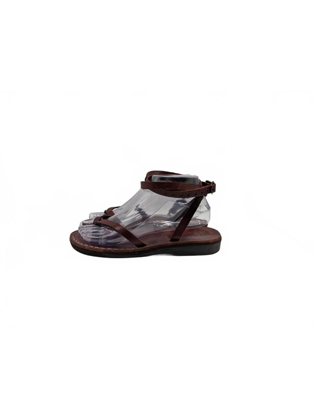 Camel Handmade Brown Leather Biblical Sandals for Women Size 8